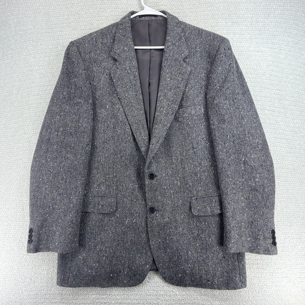 Magee Donegal Tweed Blazer Mens 44 Gray Handwoven Wool Ireland Flecked